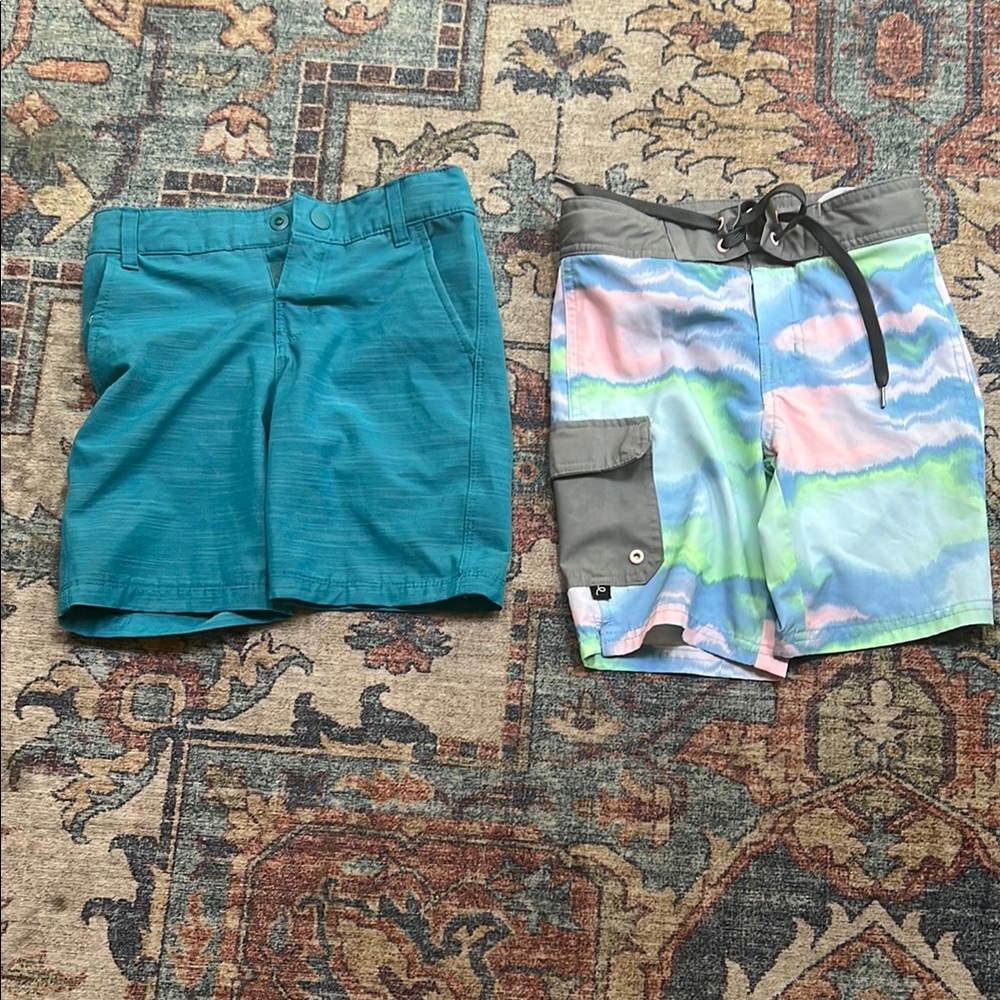 Art Class Teal and Tie Diye swimming shorts for kids.